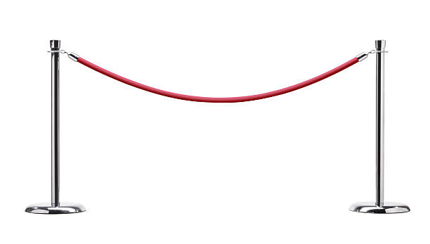 istock Red Rope And Stanchions On A White Background 2251771090