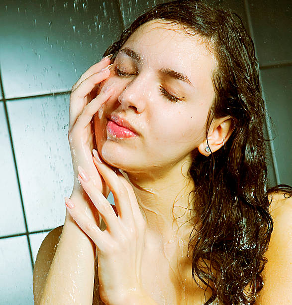 girl taking a shower