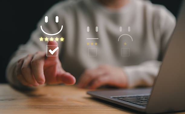 istock Customer Satisfaction Survey Concept, Users Rate Service Experiences On Online Application, Customers Can Evaluate Quality Of Service Leading To Business Reputation Rating. Good feedback and review. 2251776984