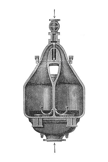 Pulsometer liquid lifting pump with steam injection and discharge mechanisms, showing 19th century industrial pumping technology and fluid dynamics engineering principles, old vintage illustration, 1895