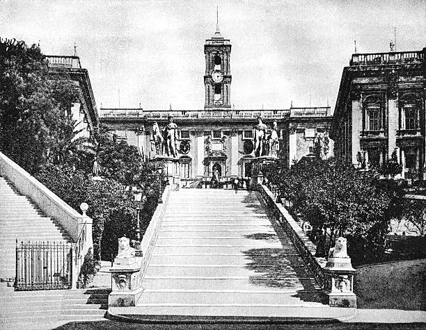 istock Rome's Capitoline Hill with Michelangelo's piazza and surrounding monuments, showing Italian Renaissance urban design and ancient Roman center documentation, old vintage illustration, 1895. 2251778207