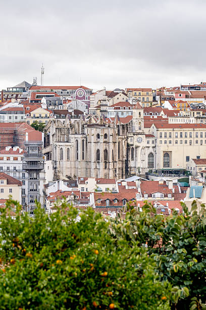 istock Historic monastery ruins above city rooftops in Lisbon 2251781232