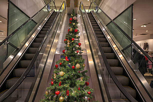 istock Escalator Christmas tree, gifts, celebration, shopping, tradition 2251782678