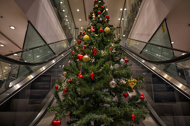 istock Escalator Christmas tree, gifts, celebration, shopping, tradition 2251782686