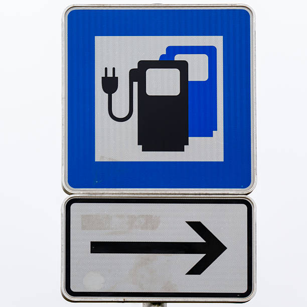 istock EV charging and gas station road sign indicating direction 2251788924
