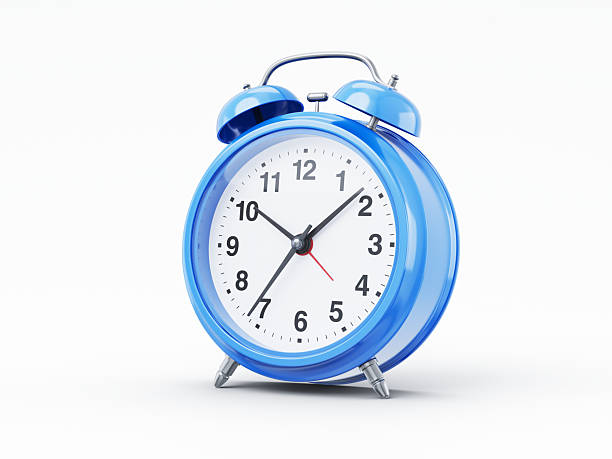 istock Blue alarm clock on an isolated white background - 3D Rendered Isolated Object (Clipping path Shadow+Model) 2251791548
