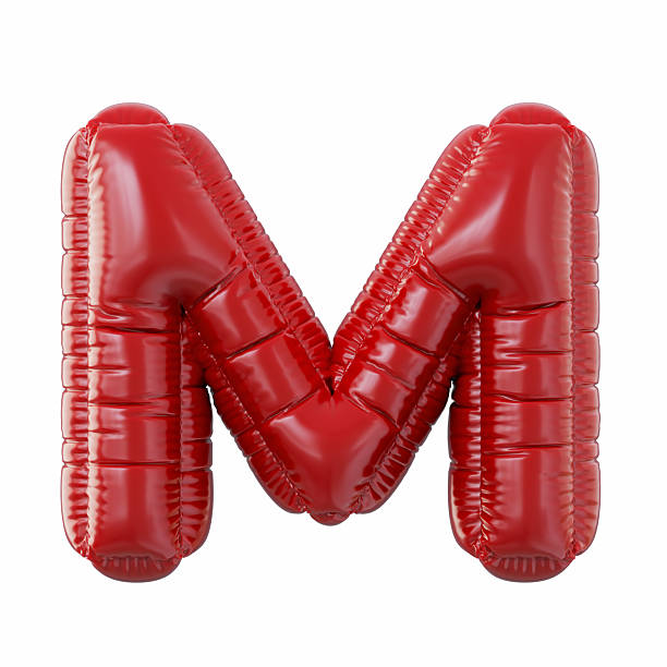 Red Color Letter M Balloon Isolated On White Background