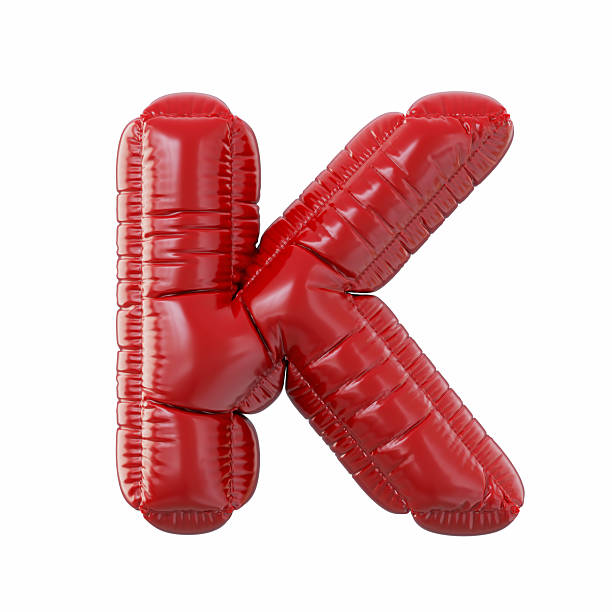 Red Color Letter K Balloon Isolated On White Background