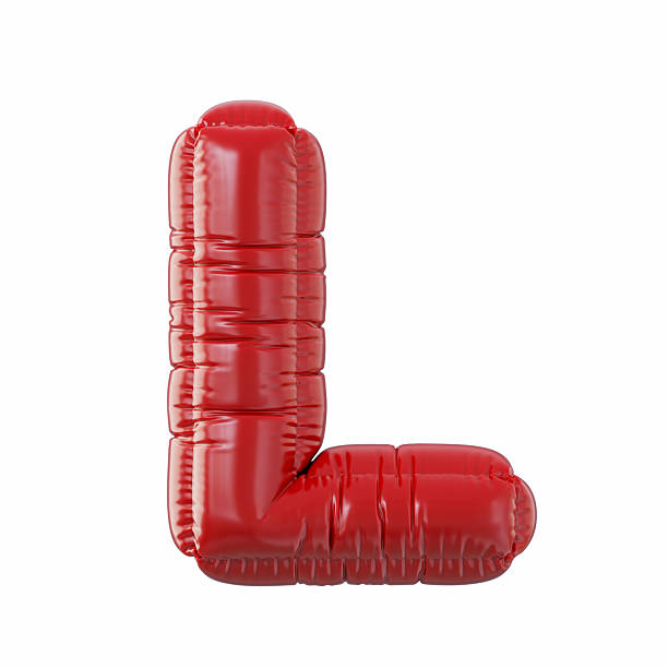 Red Color Letter L Balloon Isolated On White Background