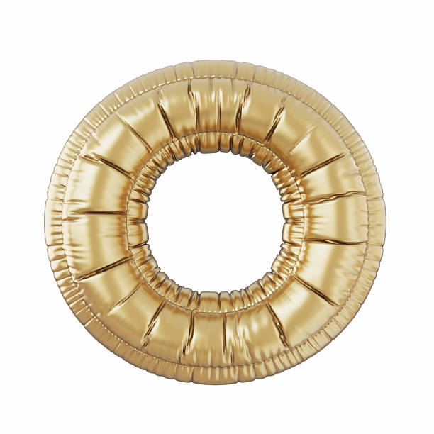 Gold Colored Letter O Balloon Isolated On White Background