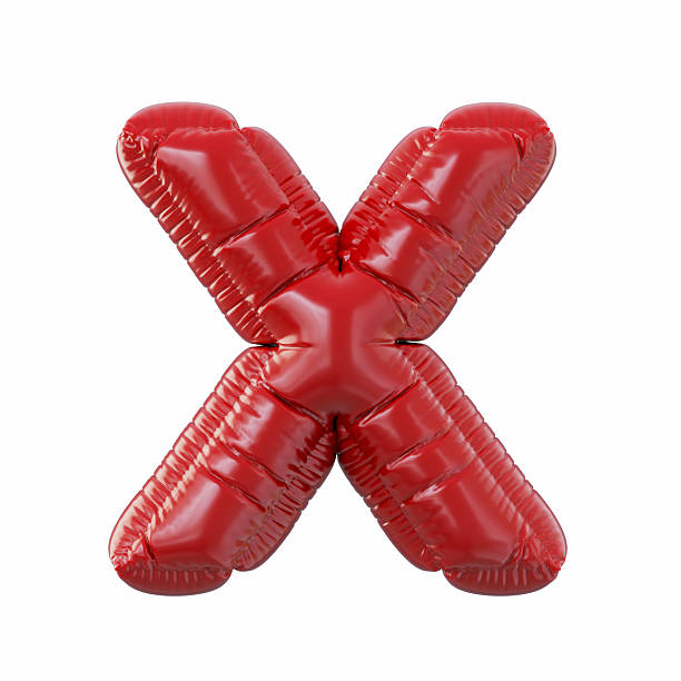 Red Color Letter X Balloon Isolated On White Background