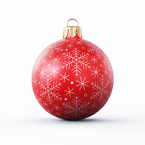 istock Red and White Textured Christmas Ball Isolated On White Background 2251792594