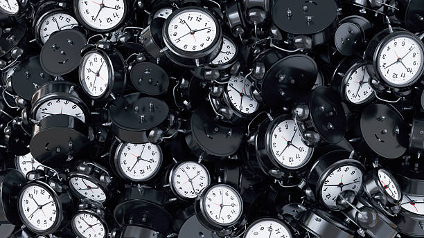 istock 3D Rendering Black Color Alarm clocks background. 2251792711