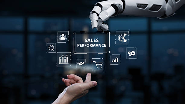 istock Futuristic Robotic Hand Interacting with Digital Metrics for Sales Performance Analysis in a Modern Office Environment Synapse 2251793676