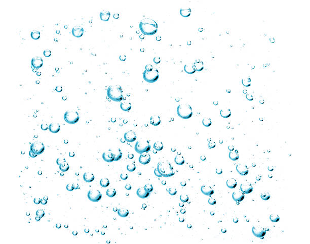 istock Close-up of blue bubbles underwater white background. Underwater oxygen design concept. 2251807970
