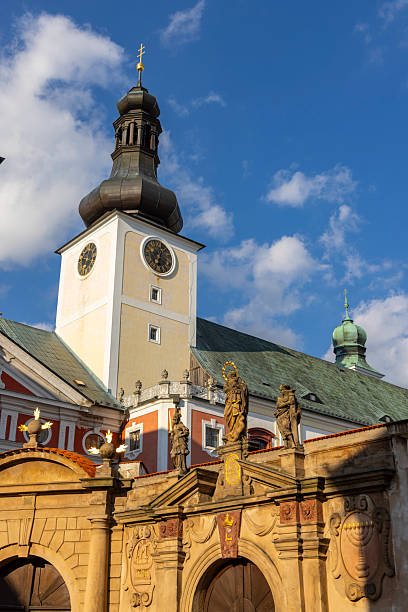 istock Broumov Monastery clock tower revealing baroque architecture 2251817984