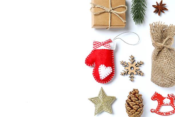 istock Christmas decorations on white background,  seasonal greeting 2251820700
