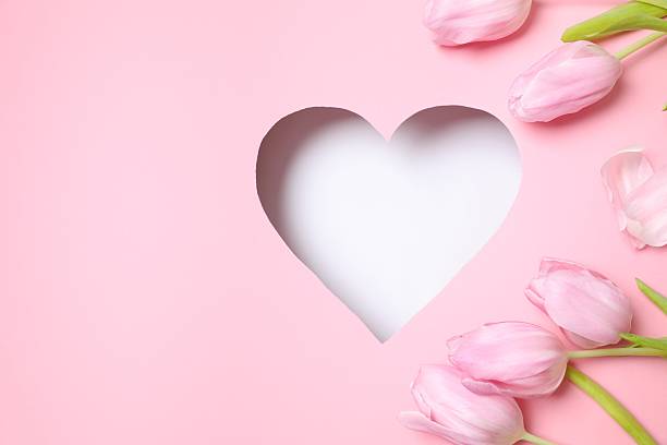 istock Heart surrounded with fresh tulips on pastel pink background 2251822051