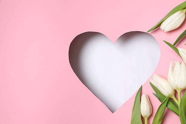 istock Heart surrounded with fresh tulips on pastel pink background 2251822158
