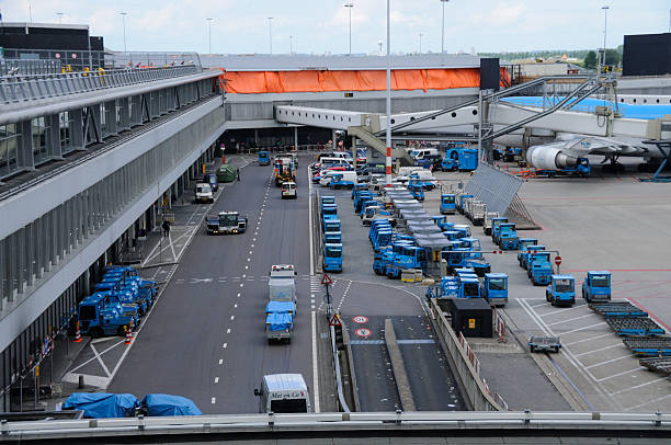 Haarlemmermeer, Netherlands - May 19, 2008. Outdoor scene showing apron traffic at schiphol airport.