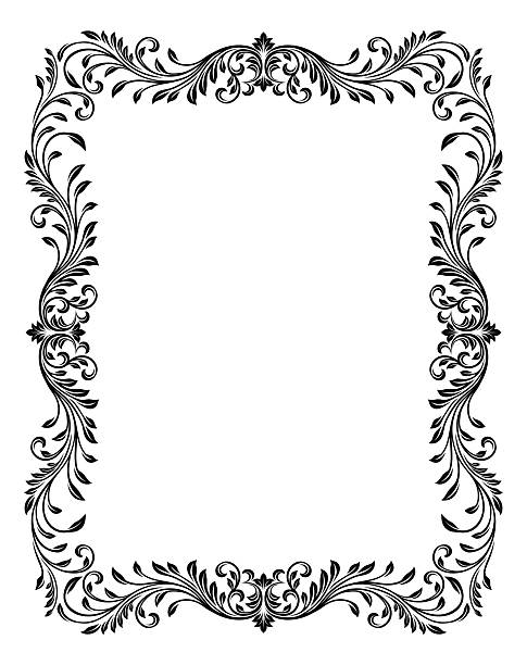Filigree Heraldic Crest Motif Floral Pattern Frame A filigree heraldic crest motif floral pattern border frame. Original design in a vintage style. acanthus plant stock illustrations