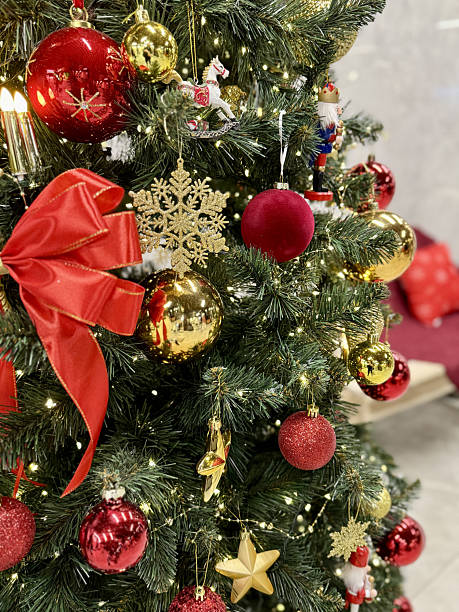 istock Holiday Tree At Transit Hub, Seasonal Display With Illuminated Christmas Tree, Christmas Themed Ornamentation With Sparkling Lights And Reflective Surfaces In Transit Environment 2251832690