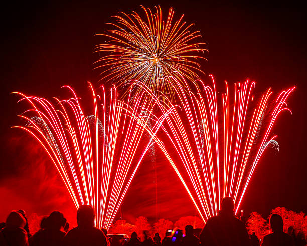 istock Colorful fireworks stock photo display exploding in dark night sky, festive celebration background with copy space. 2251833671