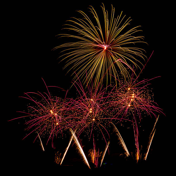 istock Colorful fireworks stock photo display exploding in dark night sky, festive celebration background with copy space. 2251833722