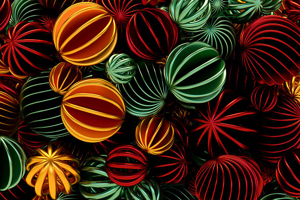 Christmas Ornaments, New Year Background. Digitally Generated Image. 3d render.