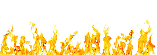 istock Bright orange flames rising across the bottom of a white background create a dramatic fire effect ideal for heat concepts, burning visuals, and creative design elements for various projects. 2251834828