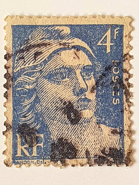 istock France 4 Francs Blue Marianne by Gandon Postage Stamp, 1951 2251836357