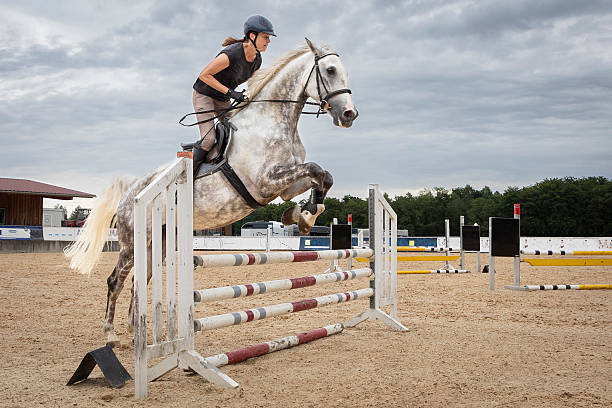 istock Show jumping on cloudy day. 2251836929