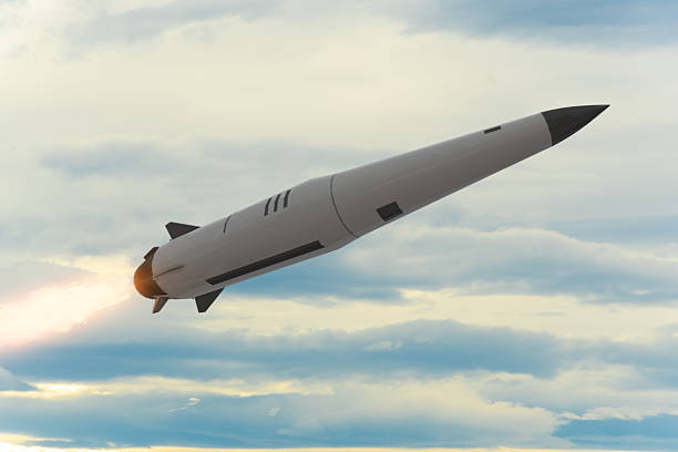 istock A Russian military rocket is flying in a cloudy sky. 2251837057