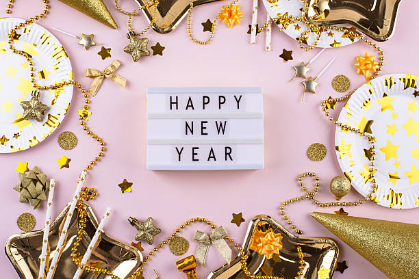 istock New year background with golden decoration 2251838718