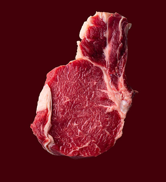 Raw uncooked beef steak entrecote isolated