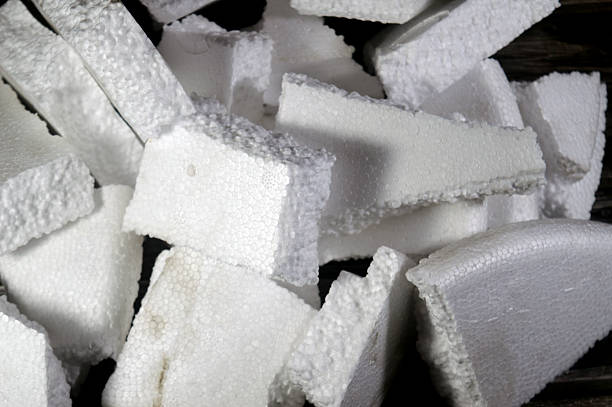 istock pieces of Polystyrene foam, a lightweight, rigid plastic made from styrene monomer, composed mostly of air, used for its excellent thermal insulation 2251839716