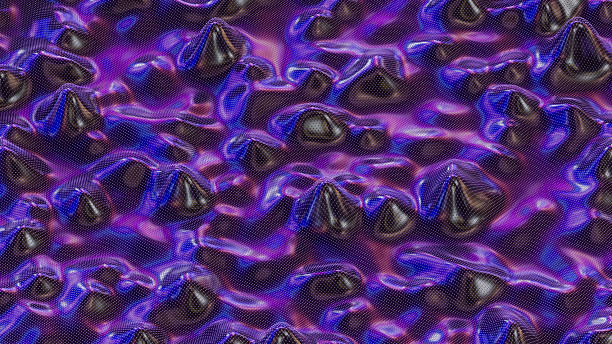 Global Digital Mesh Network, Wavy Futuristic Black Technology Background. Dİgitally generated image. 3d render.