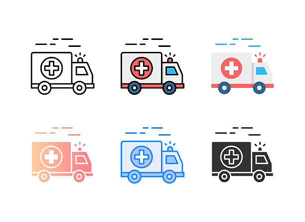 Ambulance icon. 6 Different styles. Editable stroke. Ambulance icon. 6 Different styles. Editable stroke. Vector illustration. ambulance stock illustrations