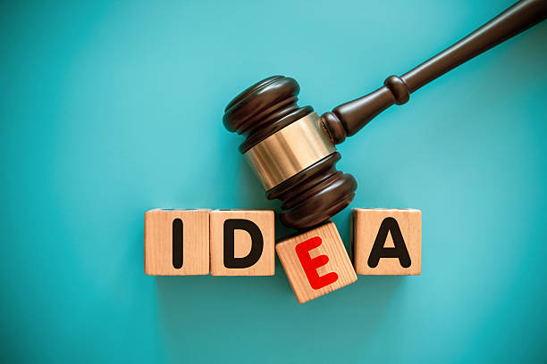 istock Gavel and toy block with IDEA 2251850443