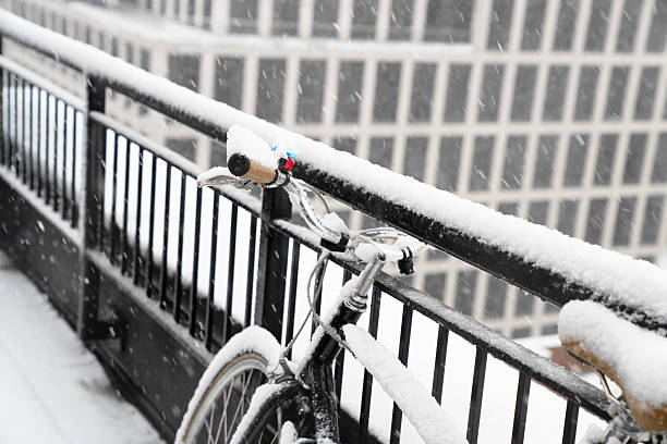 a snowy skyline of a city in the morning
