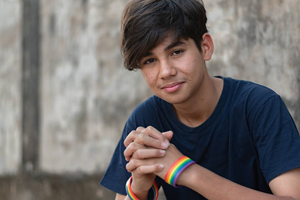portrait of preteen boy on vacation exploring a medieval village during a field trip