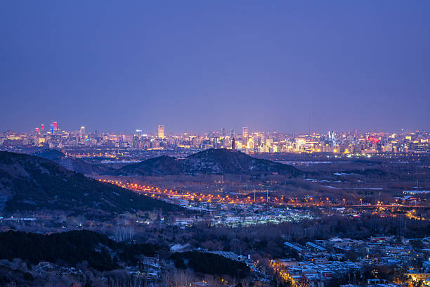 Beijing, China - 13th December 2025 - Distant view of Beijing city skyline from Western Hills