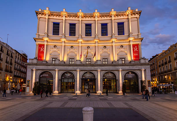 Madrid, Spain - 26 March 2025: Royal theater (Teatro Real) on Eastern square (Plaza de Oriente)