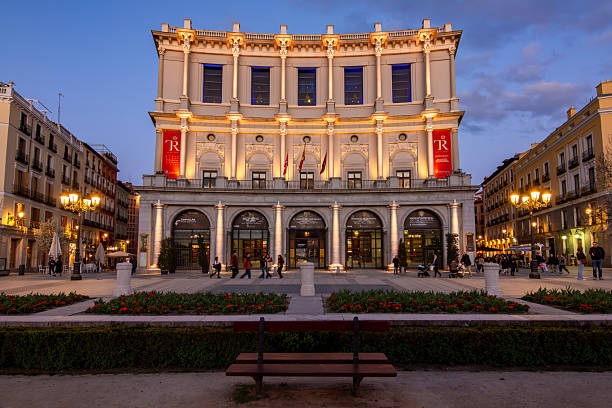 Madrid, Spain - 26 March 2025: Royal theater (Teatro Real) on Eastern square (Plaza de Oriente)