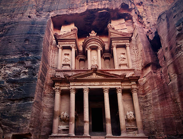 Low angle view of The Treasury of Petra, Jordan