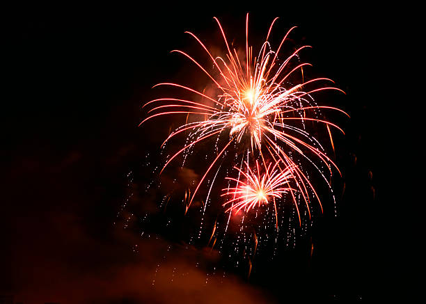 istock Red pink Firework celebrate anniversary happy new year 2251883022