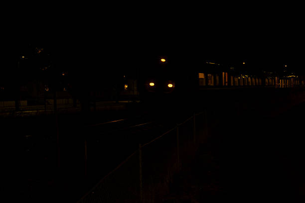 Close-up shot of a lamppost at night