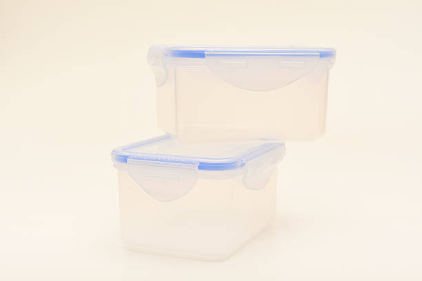 istock Small containers for food. Two plastic containers with a blue lid for food on a white background. 2251889537