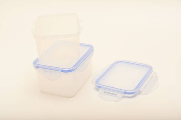 istock Small containers for food. Two plastic containers with a blue lid for food on a white background. 2251889555