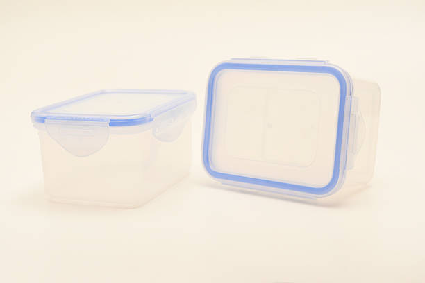 istock Small containers for food. Two plastic containers with a blue lid for food on a white background. 2251889568